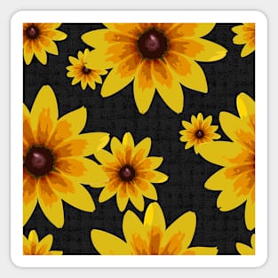 Blackeyed Susan on Burlap Black Repeat 5748 Sticker